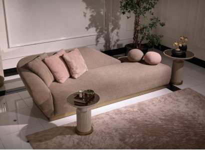Chaiselongue Gruppe Sofa Beistelltische Polster Stoff Modern 3tlg Set
